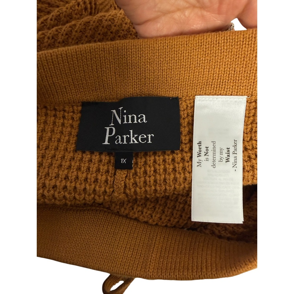 Nina Parker Knit Pants‎ Womens 1X Brown Boho Cozy Textured Flare Leg Loungewear - Picture 4 of 5